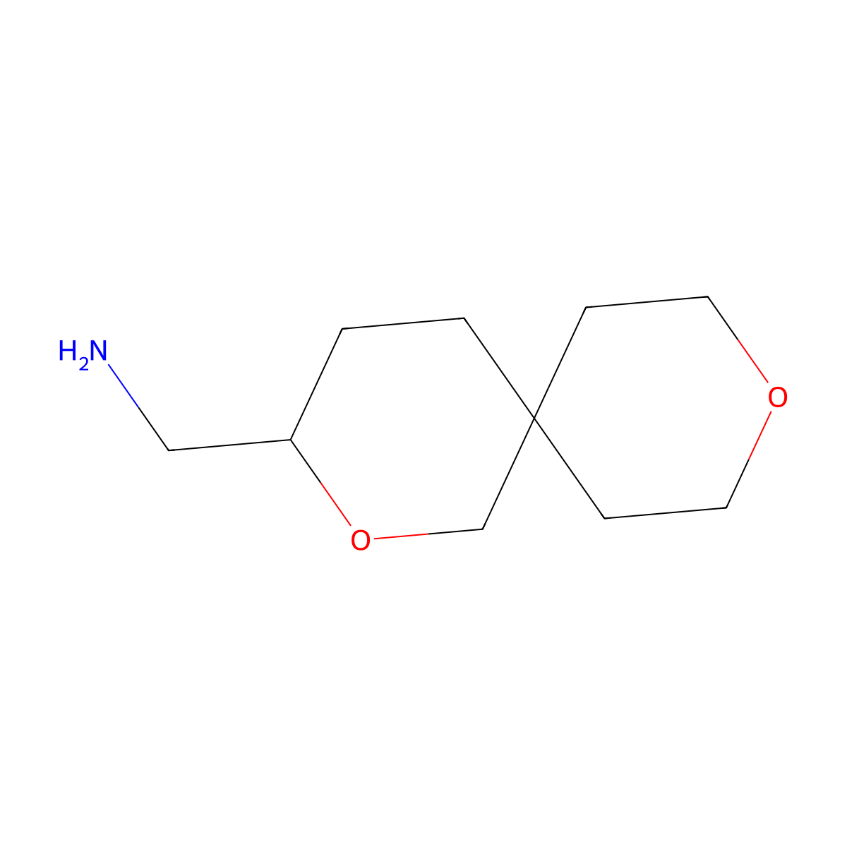 {2,9-Dioxaspiro[5.5]undecan-3-yl}methanamine molecular structure, CAS 2092694-10-3