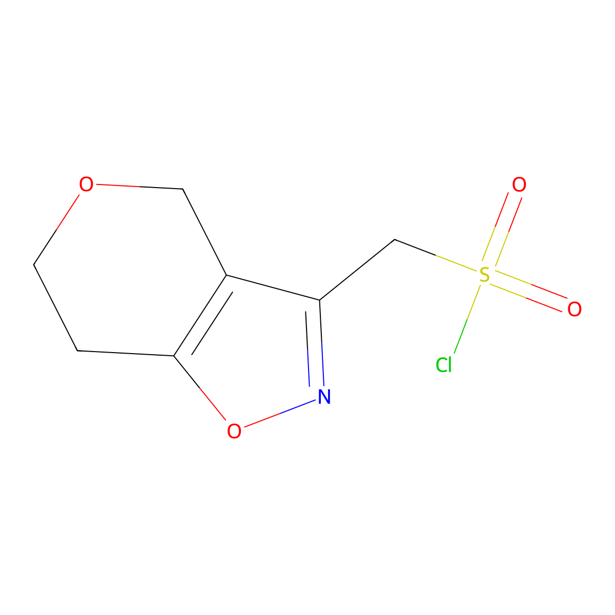 (4H,6H,7H-pyrano(3,4-d)(1,2)oxazol-3-yl)methanesulfonyl chloride molecular structure, CAS 2092694-14-7
