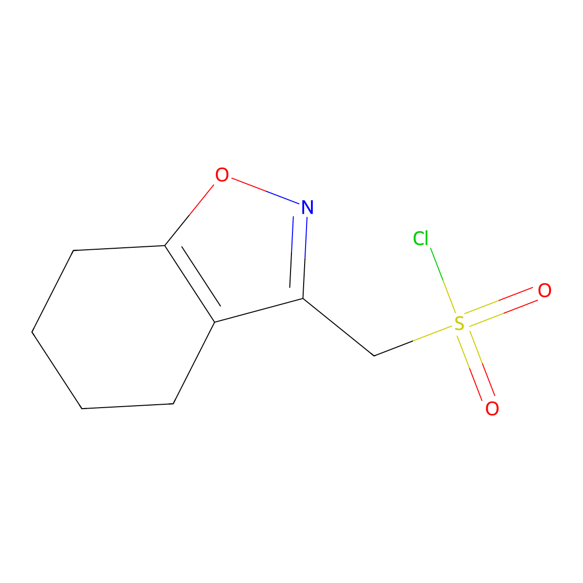 (4,5,6,7-Tetrahydro-1,2-benzoxazol-3-yl)methanesulfonyl chloride molecular structure, CAS 2092694-26-1