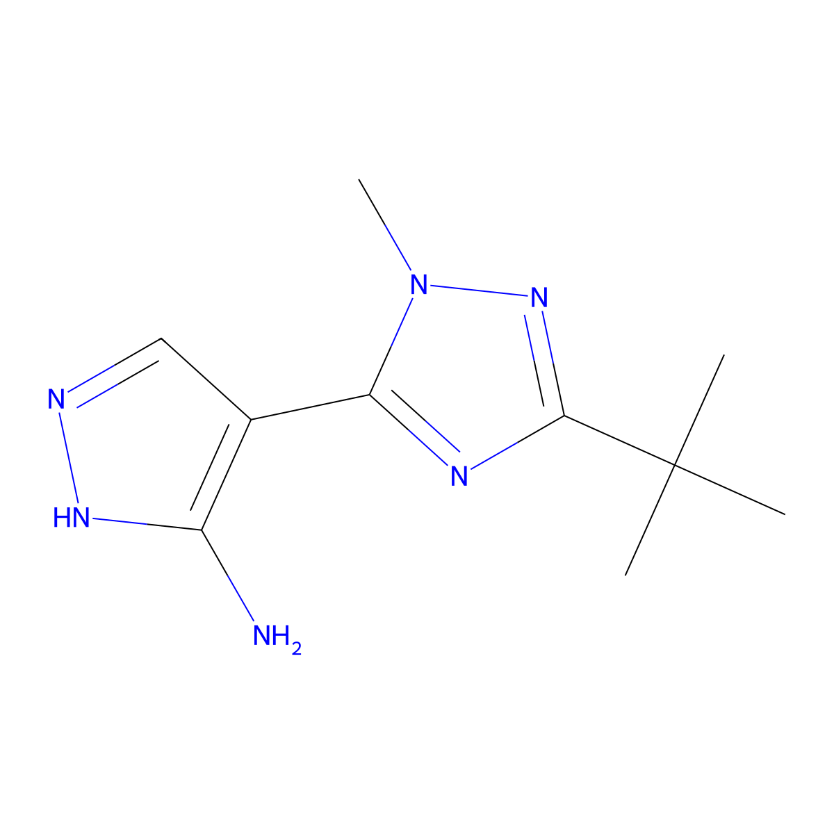 4-(3-(Tert-butyl)-1-methyl-1h-1,2,4-triazol-5-yl)-1h-pyrazol-5-amine molecular structure, CAS 2092696-68-7