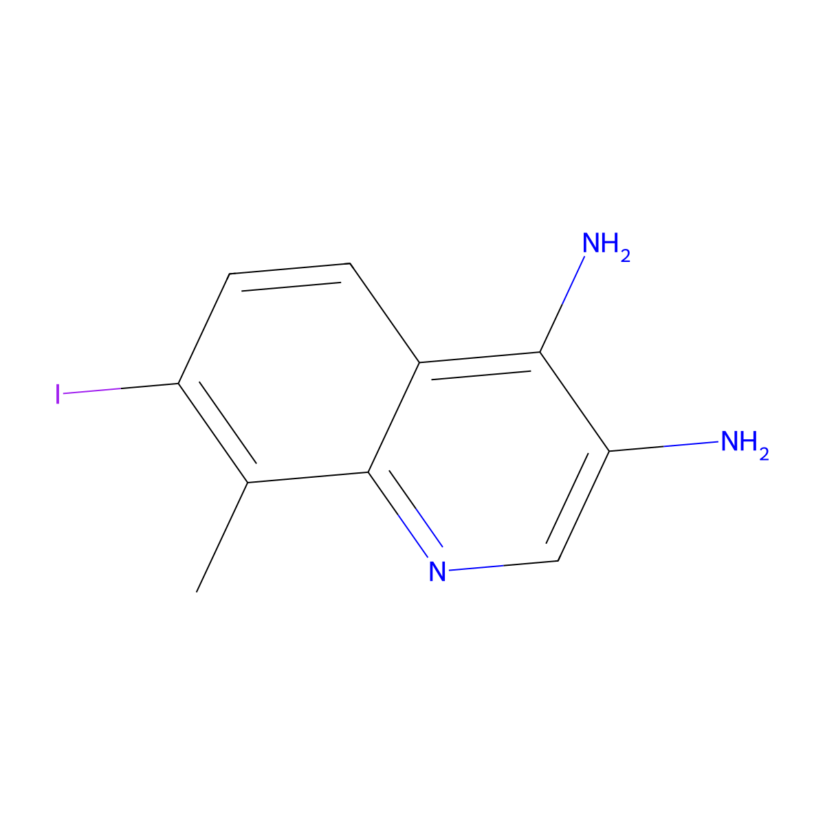 7-Iodo-8-methylquinoline-3,4-diamine molecular structure, CAS 2092699-38-0