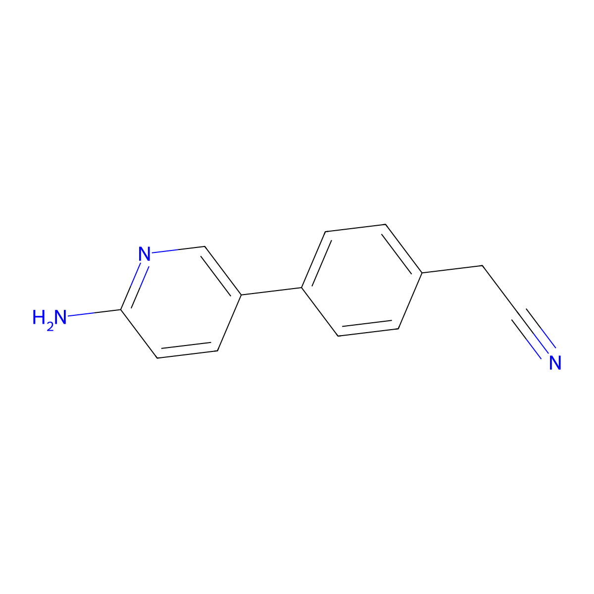 2-[4-(6-Aminopyridin-3-yl)phenyl]acetonitrile molecular structure, CAS 2092699-62-0