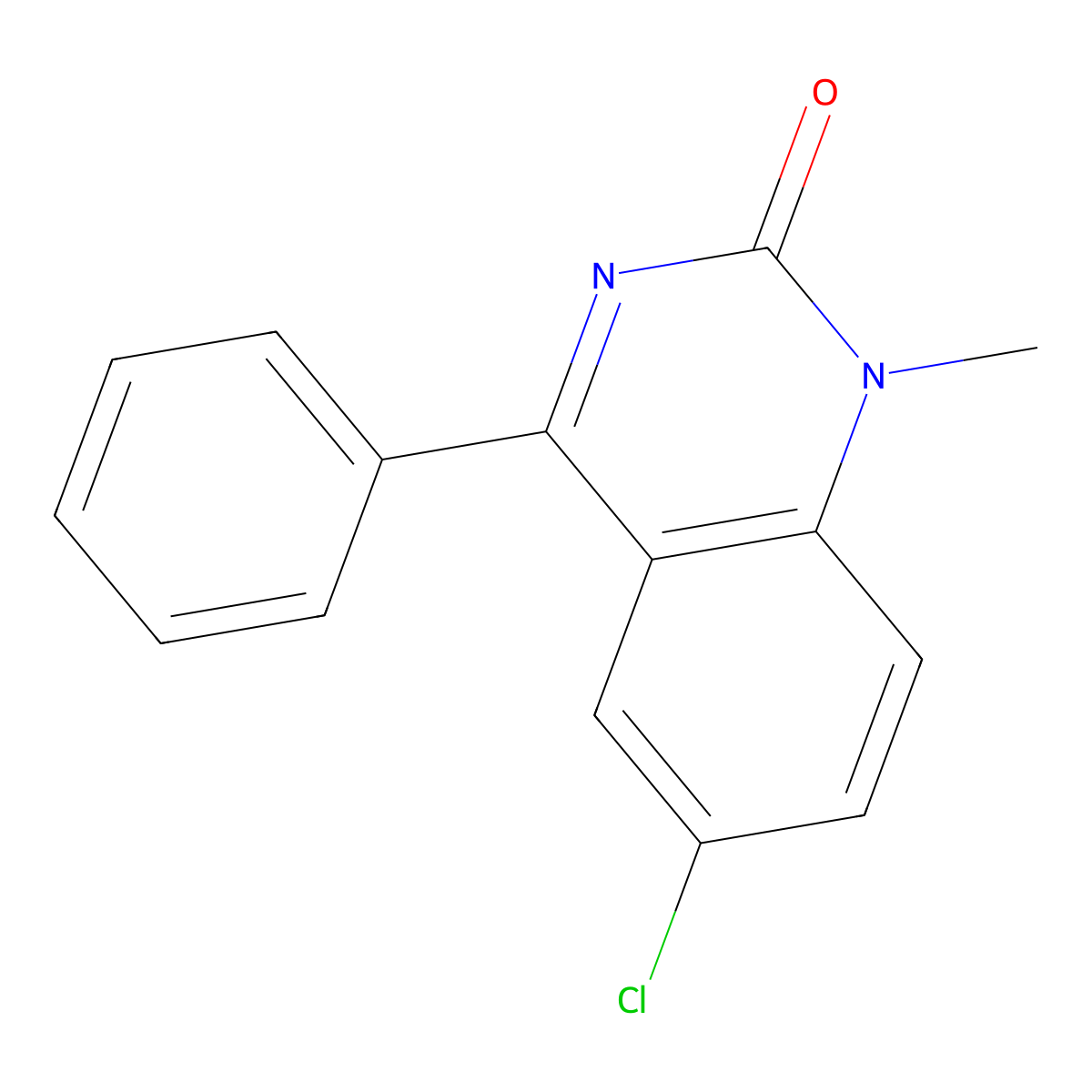 1-Methyl-4-phenyl-6-chloro-2-quinazolinone molecular structure, CAS 20927-53-1