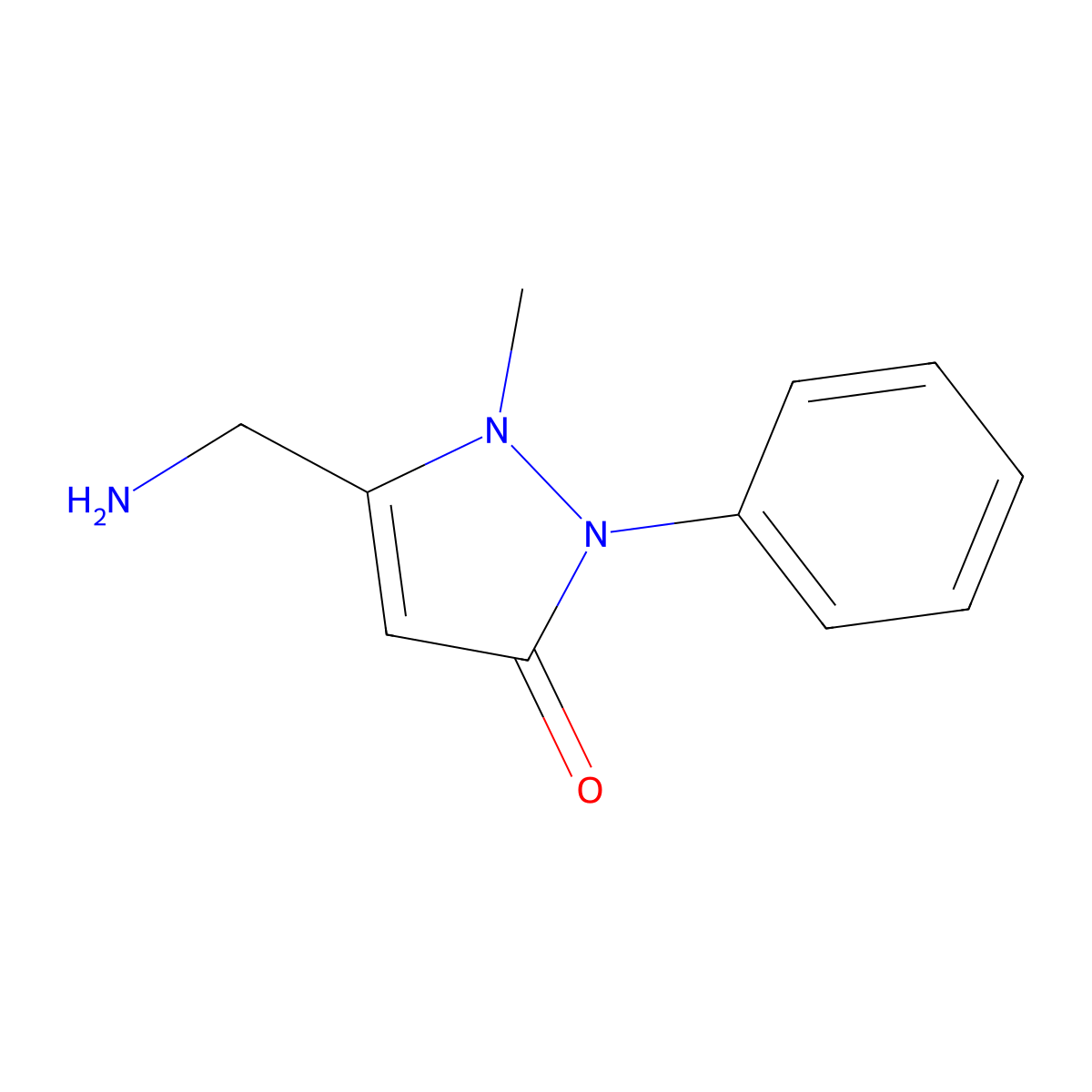 5-(Aminomethyl)-1-methyl-2-phenyl-2,3-dihydro-1H-pyrazol-3-one molecular structure, CAS 2092700-07-5