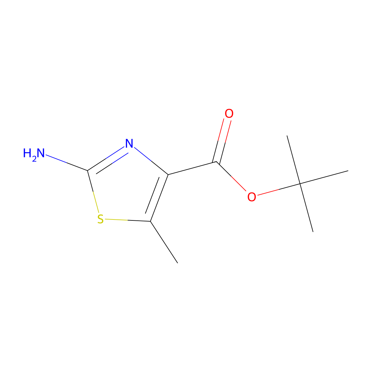 Tert-butyl 2-amino-5-methyl-1,3-thiazole-4-carboxylate molecular structure, CAS 2092700-10-0