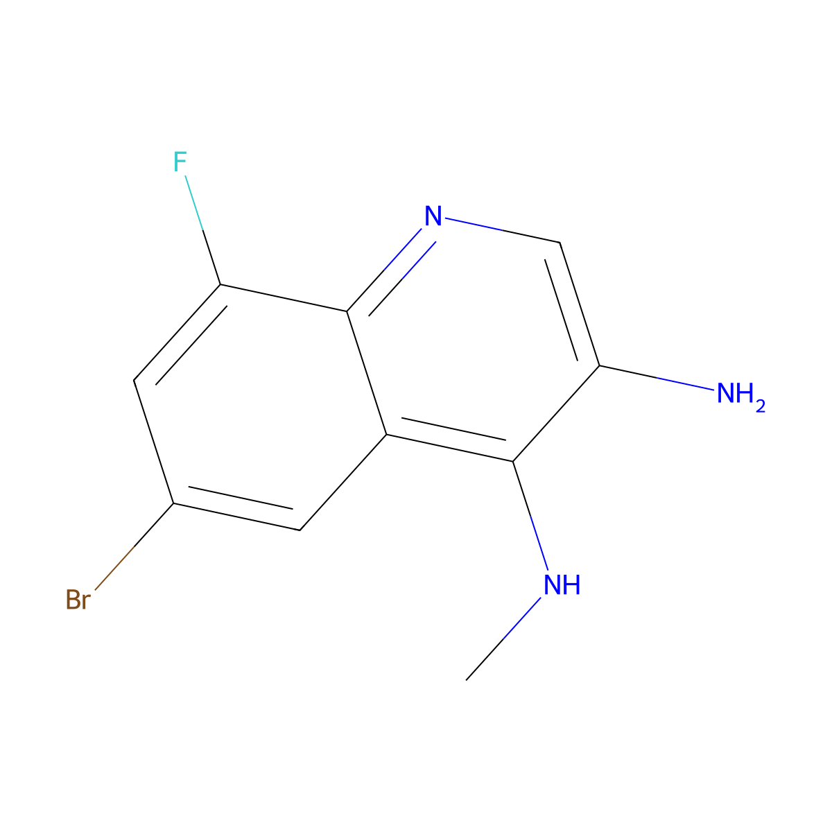 6-Bromo-8-fluoro-N4-methylquinoline-3,4-diamine molecular structure, CAS 2092700-34-8