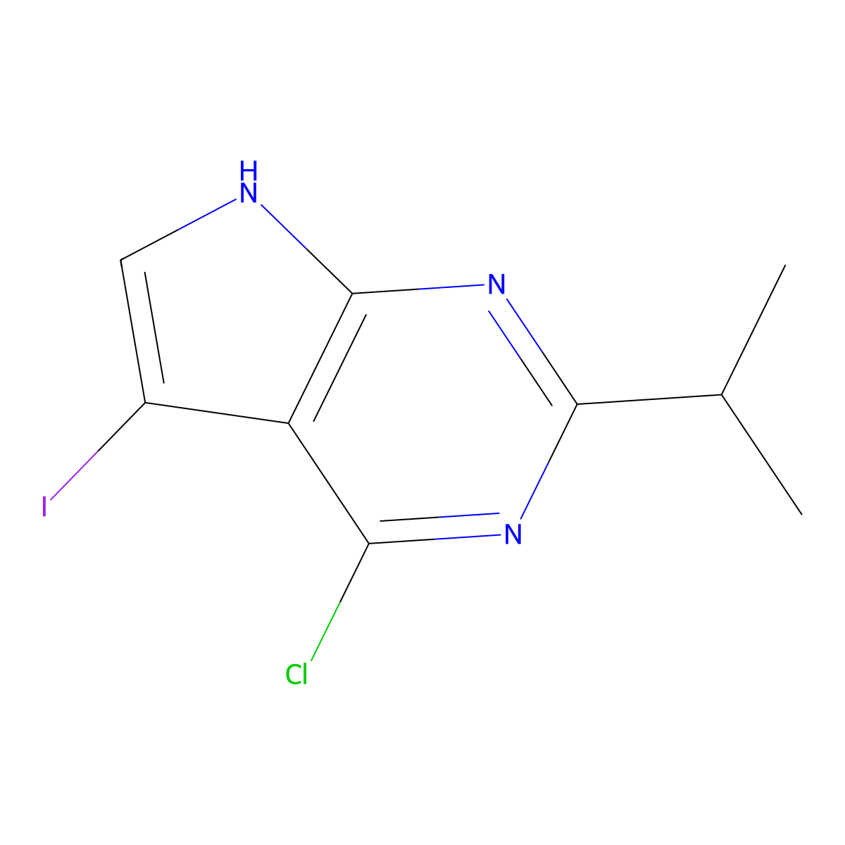 4-Chloro-5-iodo-2-(propan-2-yl)-7H-pyrrolo[2,3-d]pyrimidine molecular structure, CAS 2092700-44-0