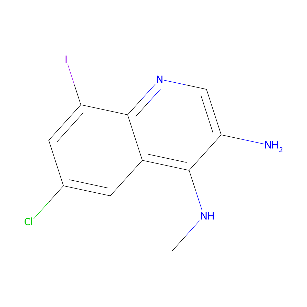 6-Chloro-8-iodo-N4-methylquinoline-3,4-diamine molecular structure, CAS 2092700-67-7