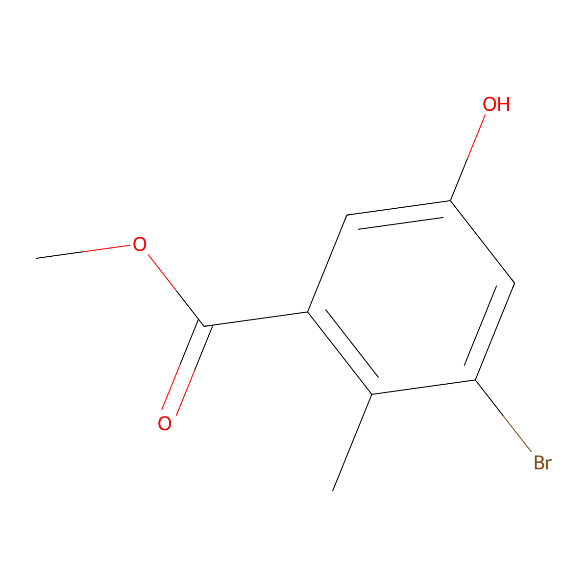 Methyl 3-bromo-5-hydroxy-2-methylbenzoate molecular structure, CAS 2092700-79-1