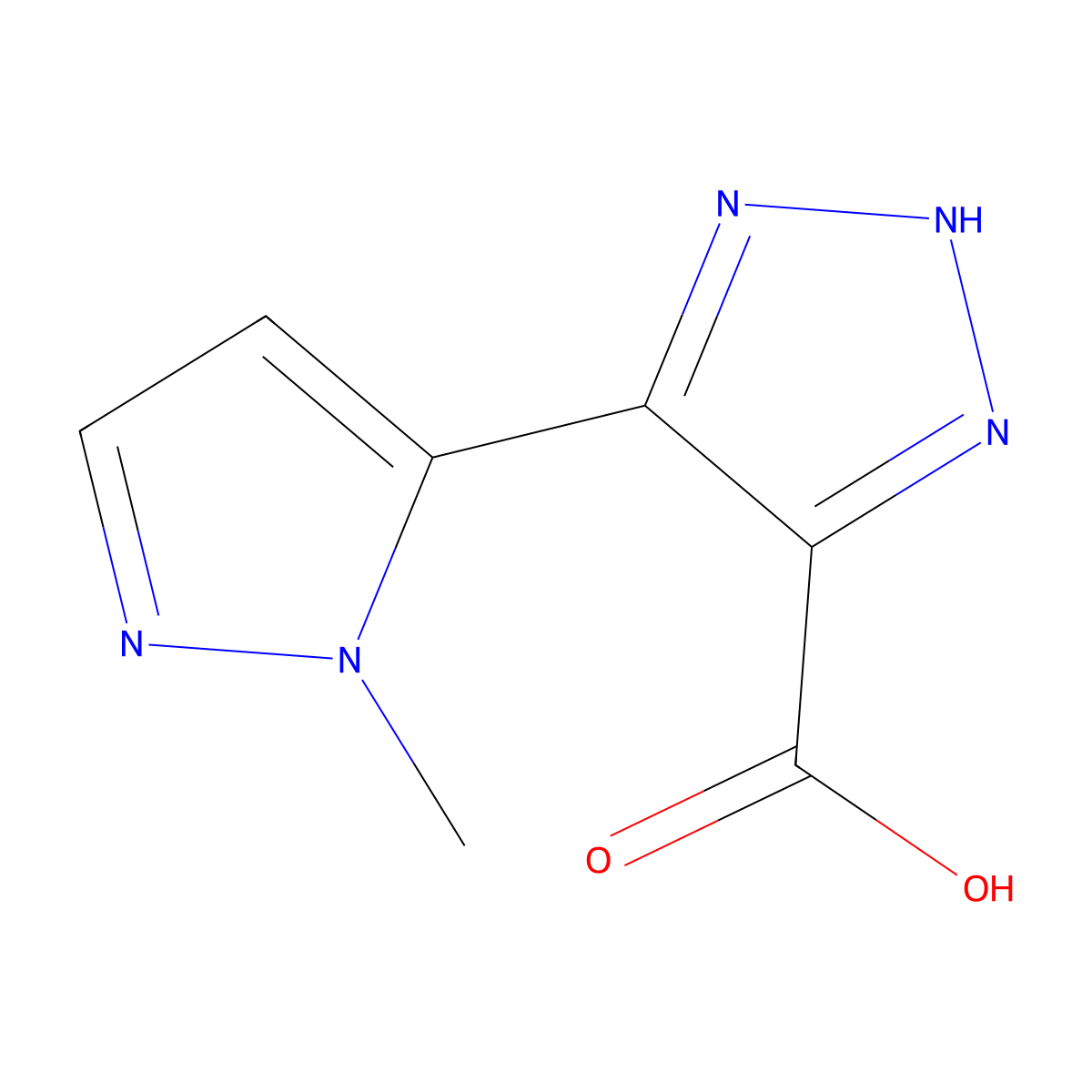 5-(1-methyl-1H-pyrazol-5-yl)-1H-1,2,3-triazole-4-carboxylic acid molecular structure, CAS 2092700-92-8