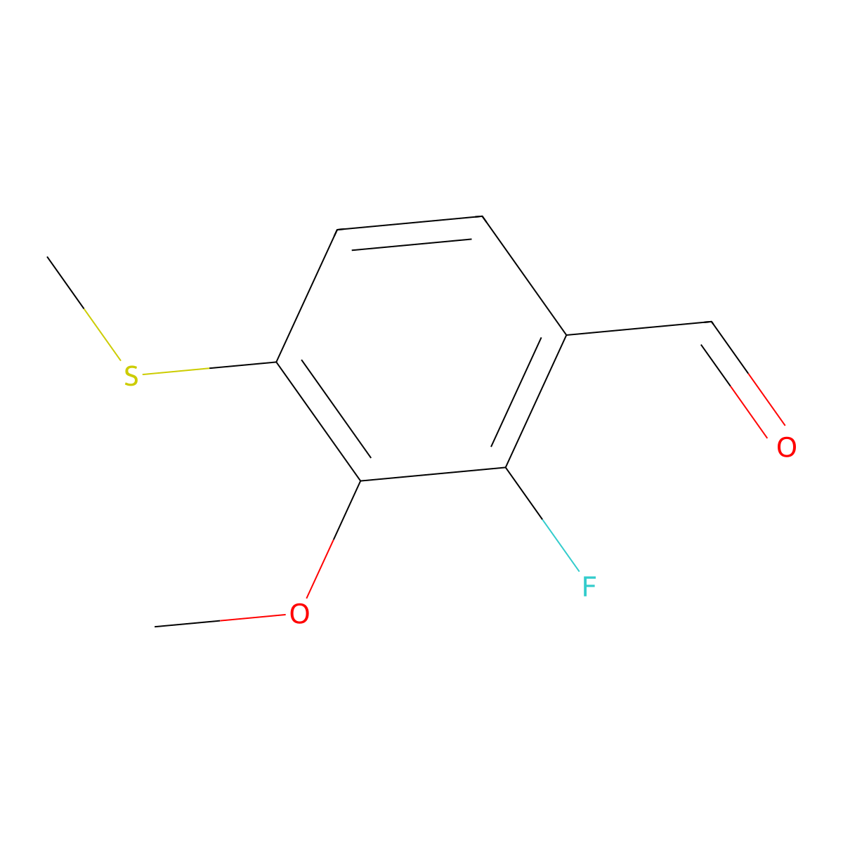 2-Fluoro-3-methoxy-4-(methylthio)benzaldehyde molecular structure, CAS 2092702-06-0