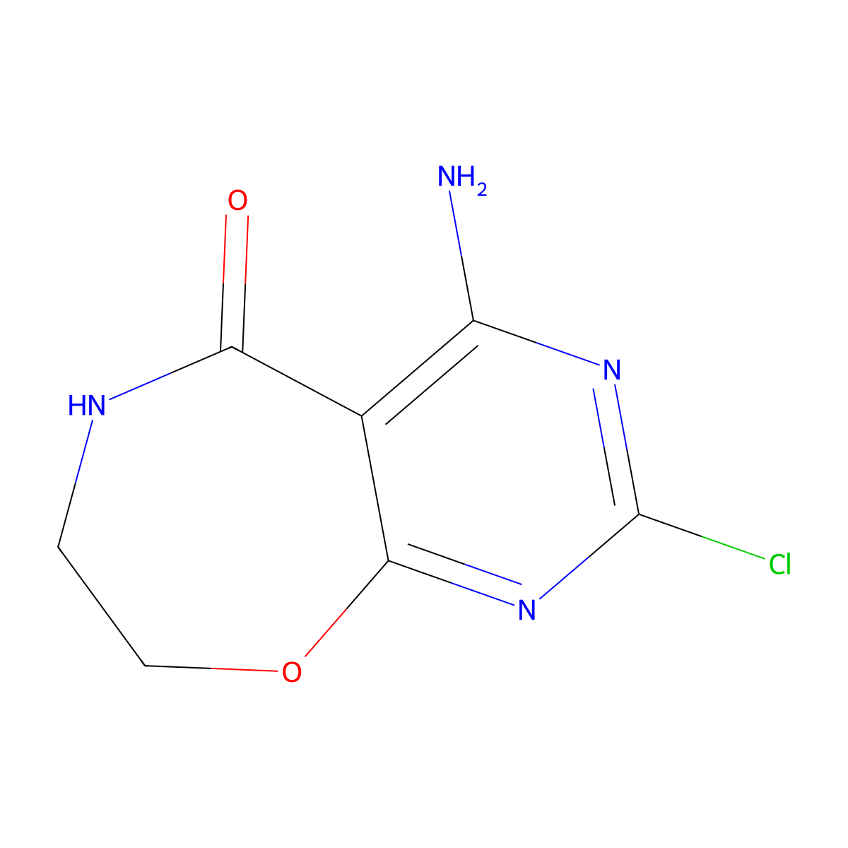 4-amino-2-chloro-5H,6H,7H,8H-pyrimido[5,4-f][1,4]oxazepin-5-one molecular structure, CAS 2092707-33-8
