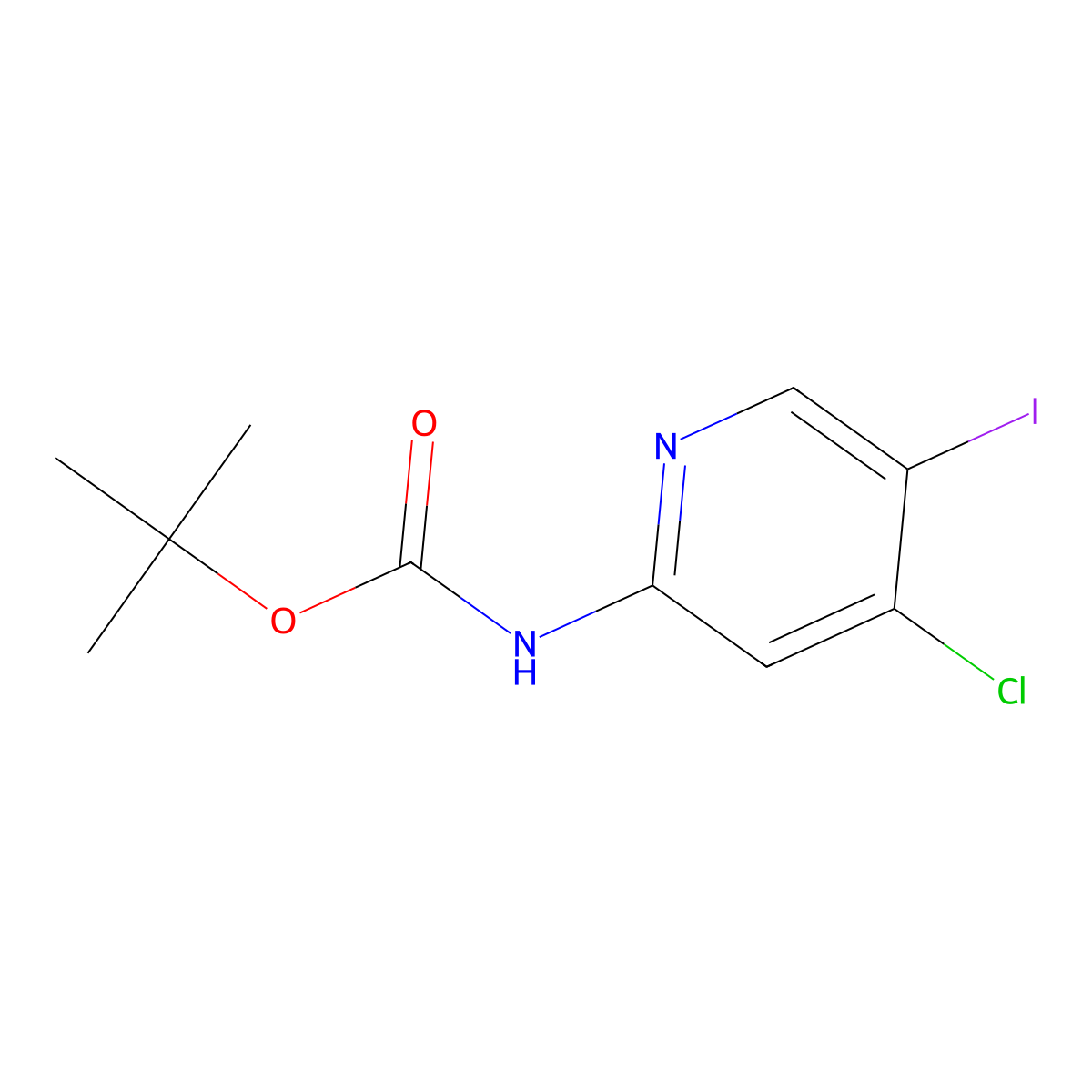 tert-butyl N-(4-chloro-5-iodopyridin-2-yl)carbamate molecular structure, CAS 2092715-65-4