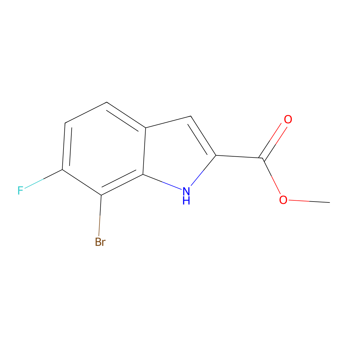 Methyl 7-bromo-6-fluoro-1H-indole-2-carboxylate molecular structure, CAS 2092716-68-0