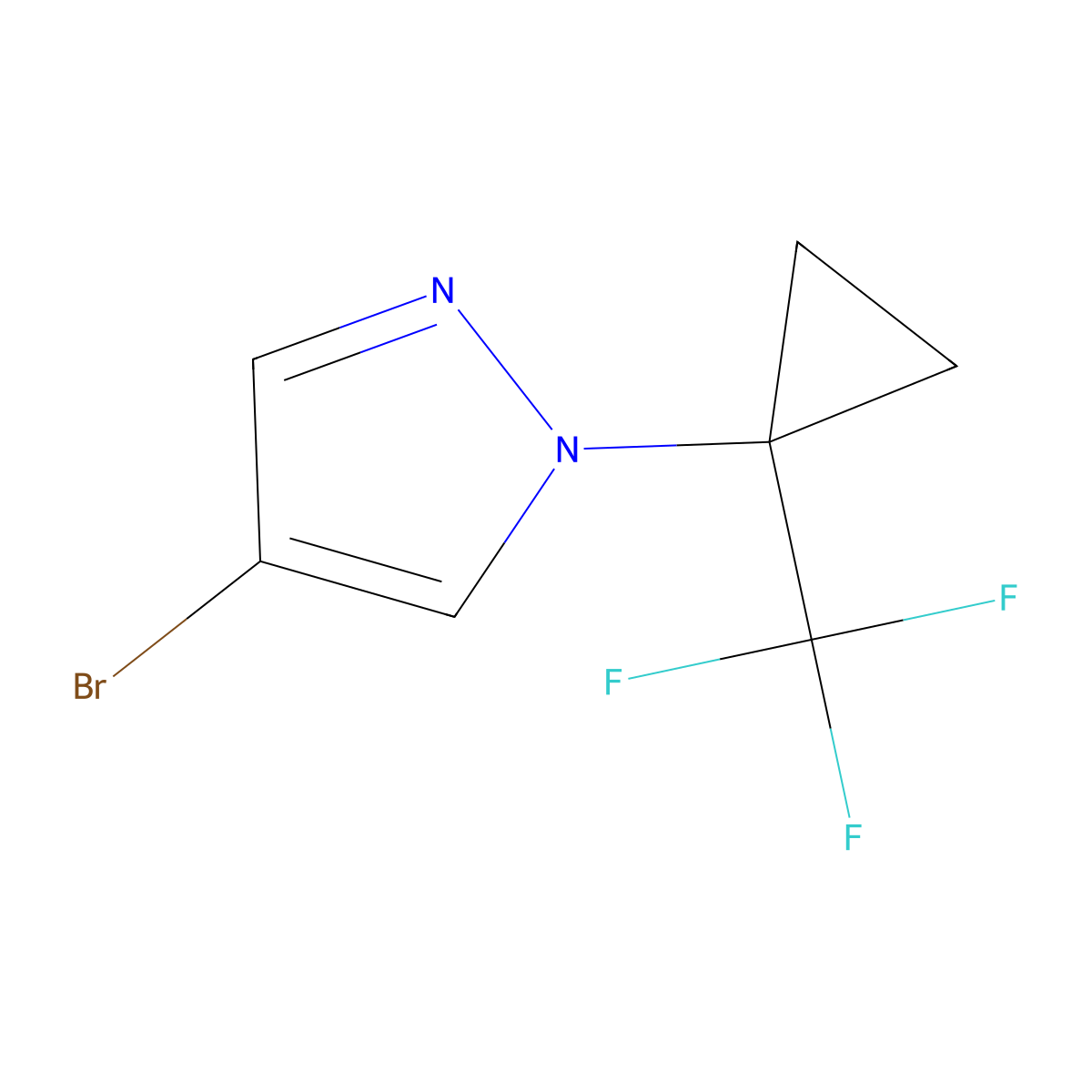 4-bromo-1-[1-(trifluoromethyl)cyclopropyl]-1H-pyrazole molecular structure, CAS 2092716-92-0