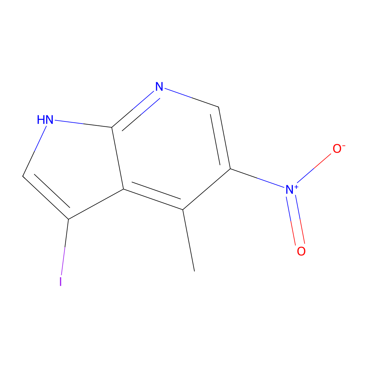 3-iodo-4-methyl-5-nitro-1H-pyrrolo[2,3-b]pyridine molecular structure, CAS 2092716-98-6