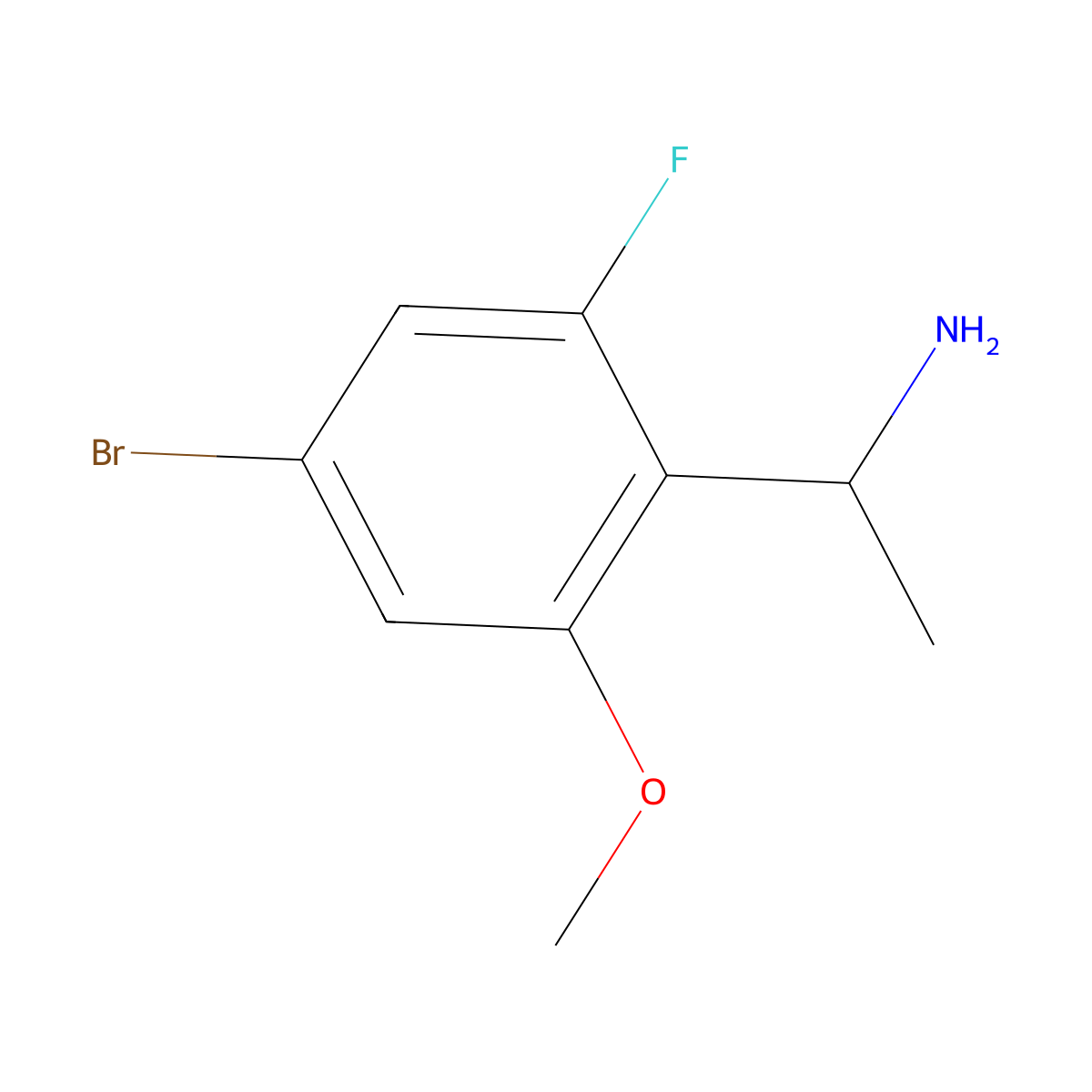 1-(4-Bromo-2-fluoro-6-methoxyphenyl)ethan-1-amine molecular structure, CAS 2092717-23-0