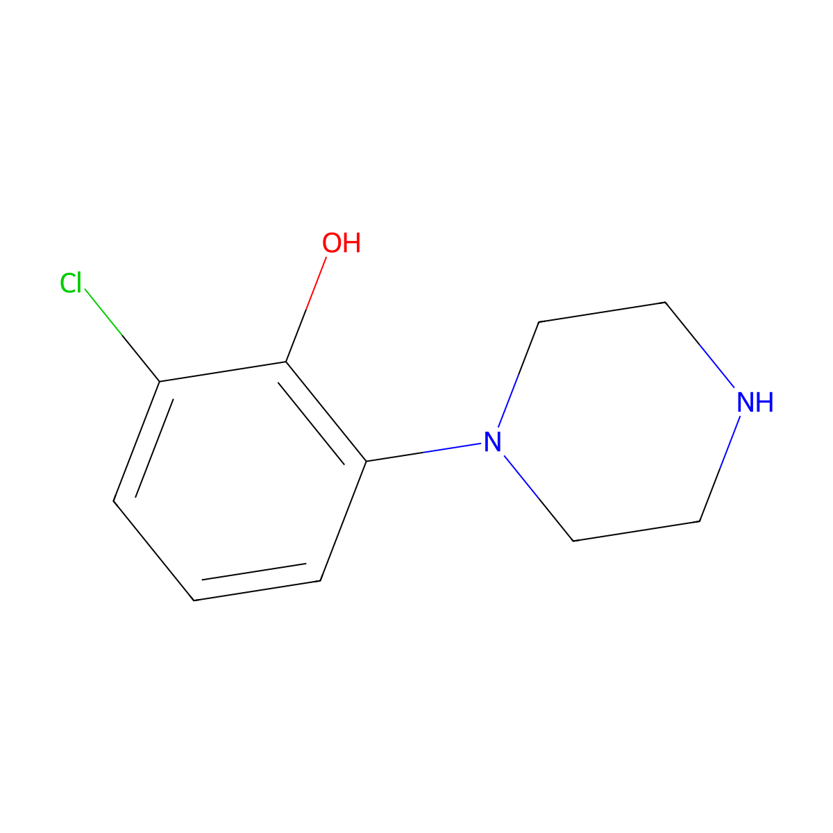 2-Chloro-6-(piperazin-1-yl)phenol molecular structure, CAS 2092719-70-3