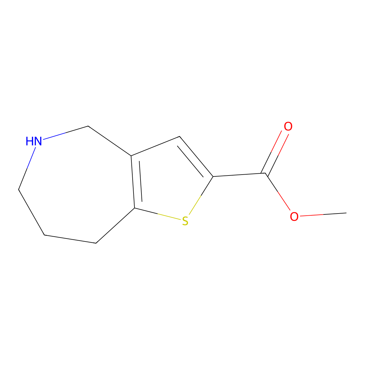 methyl 4H,5H,6H,7H,8H-thieno[3,2-c]azepine-2-carboxylate molecular structure, CAS 2092720-21-1