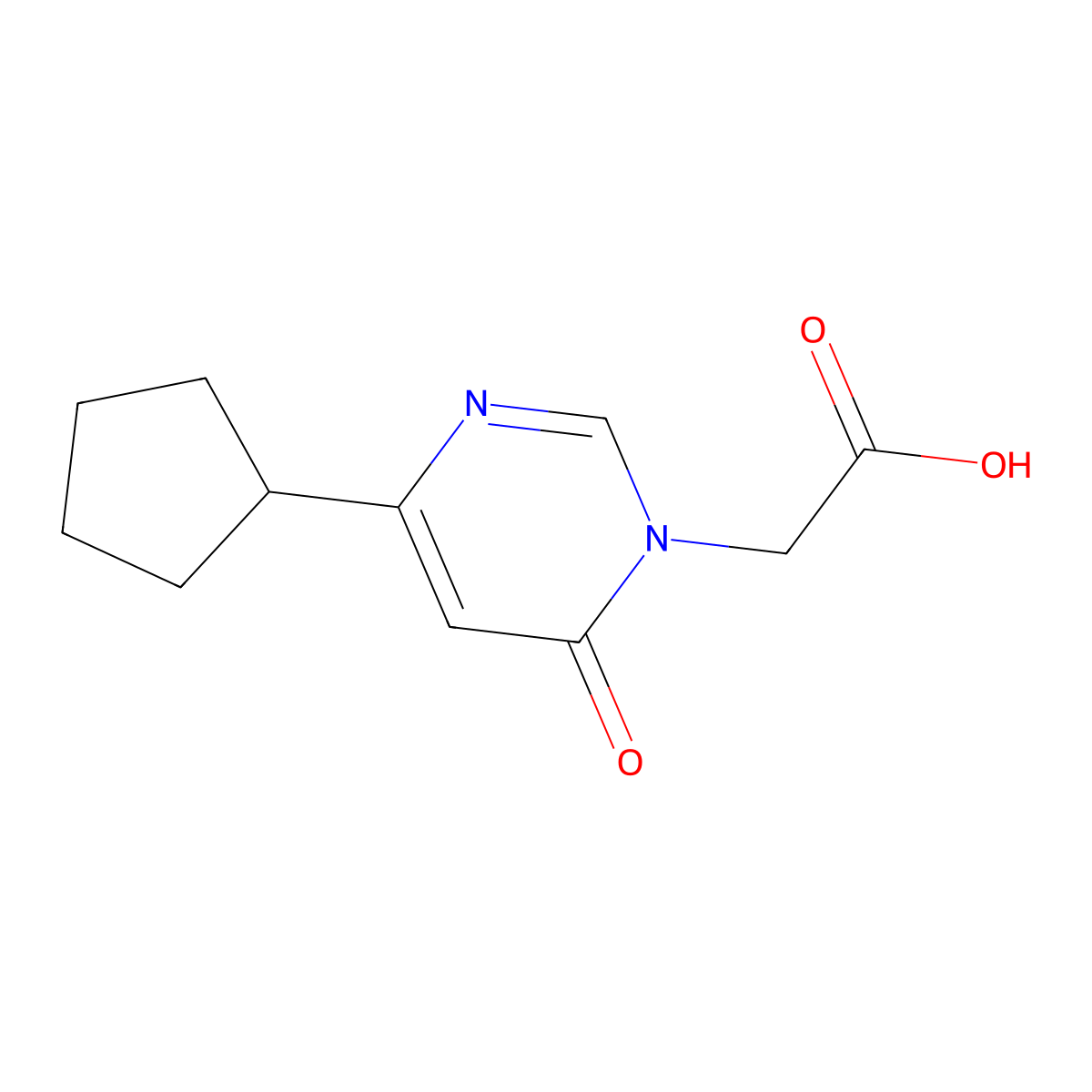2-(4-cyclopentyl-6-oxopyrimidin-1(6H)-yl)acetic acid molecular structure, CAS 2092721-01-0