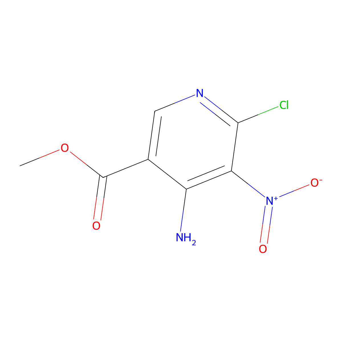 Methyl 4-amino-6-chloro-5-nitronicotinate molecular structure, CAS 2092721-53-2