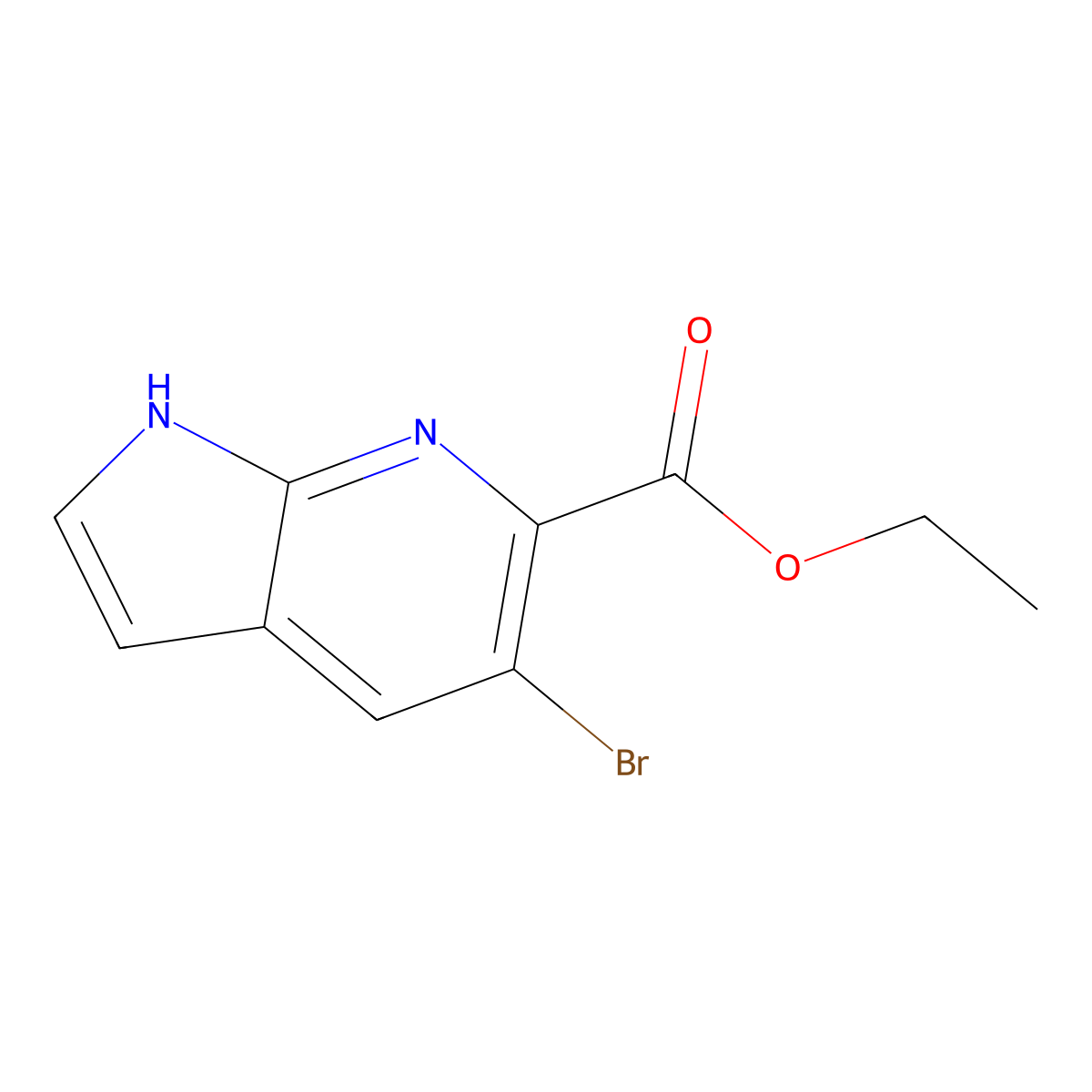 Ethyl 5-bromo-1H-pyrrolo[2,3-b]pyridine-6-carboxylate molecular structure, CAS 2092721-71-4