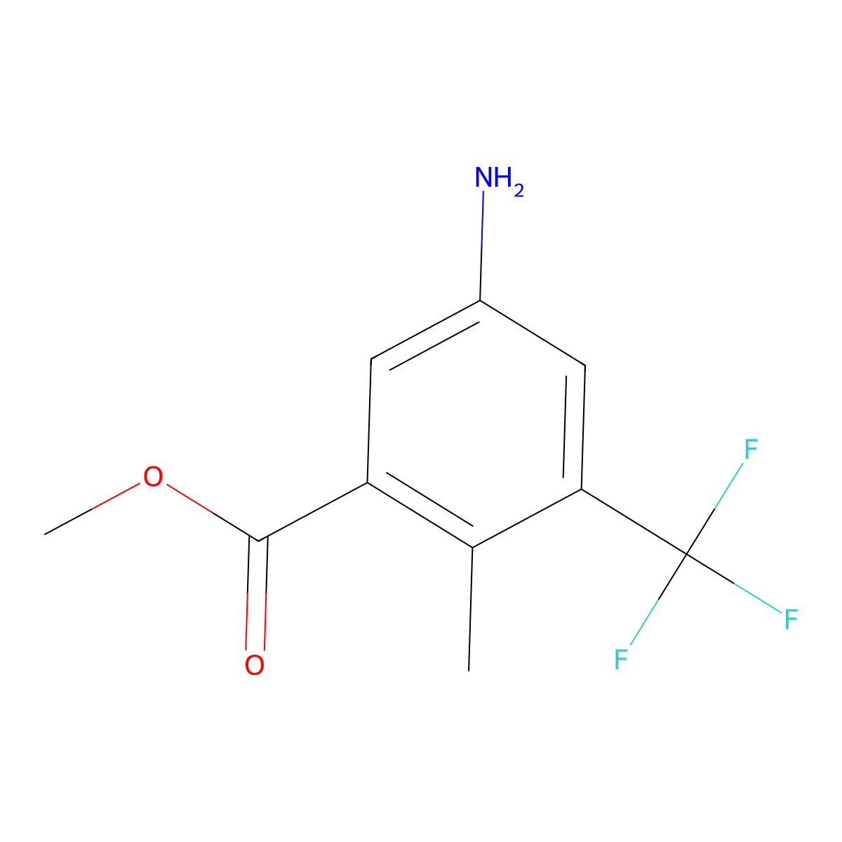 Methyl 5-amino-2-methyl-3-(trifluoromethyl)benzoate molecular structure, CAS 2092721-81-6