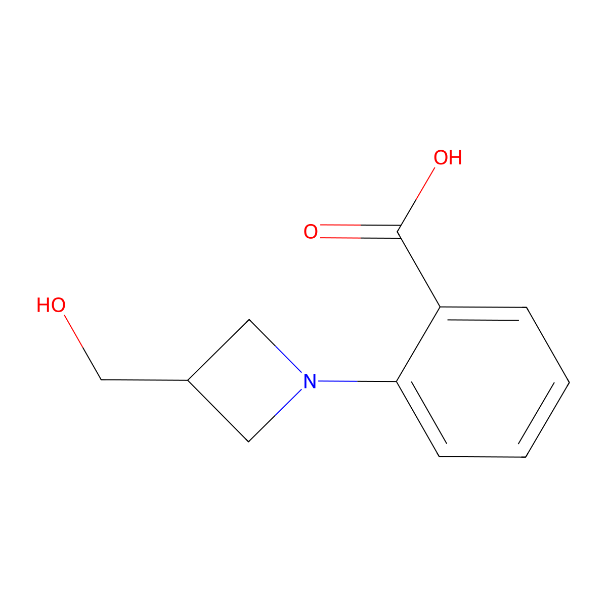 2-(3-(Hydroxymethyl)azetidin-1-yl)benzoic acid molecular structure, CAS 2092722-56-8