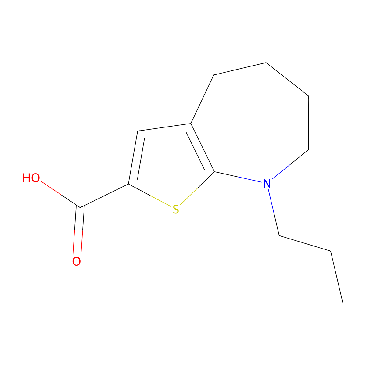 8-propyl-5,6,7,8-tetrahydro-4H-thieno[2,3-b]azepine-2-carboxylic acid molecular structure, CAS 2092723-01-6