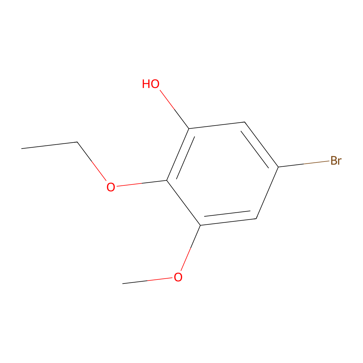 5-Bromo-2-ethoxy-3-methoxyphenol molecular structure, CAS 2092723-32-3