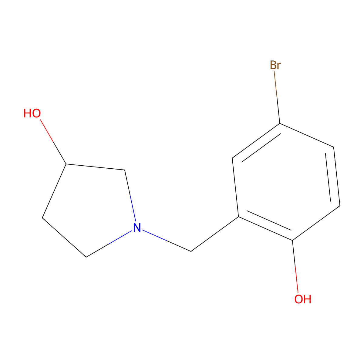 1-(5-Bromo-2-hydroxybenzyl)pyrrolidin-3-ol molecular structure, CAS 2092724-70-2