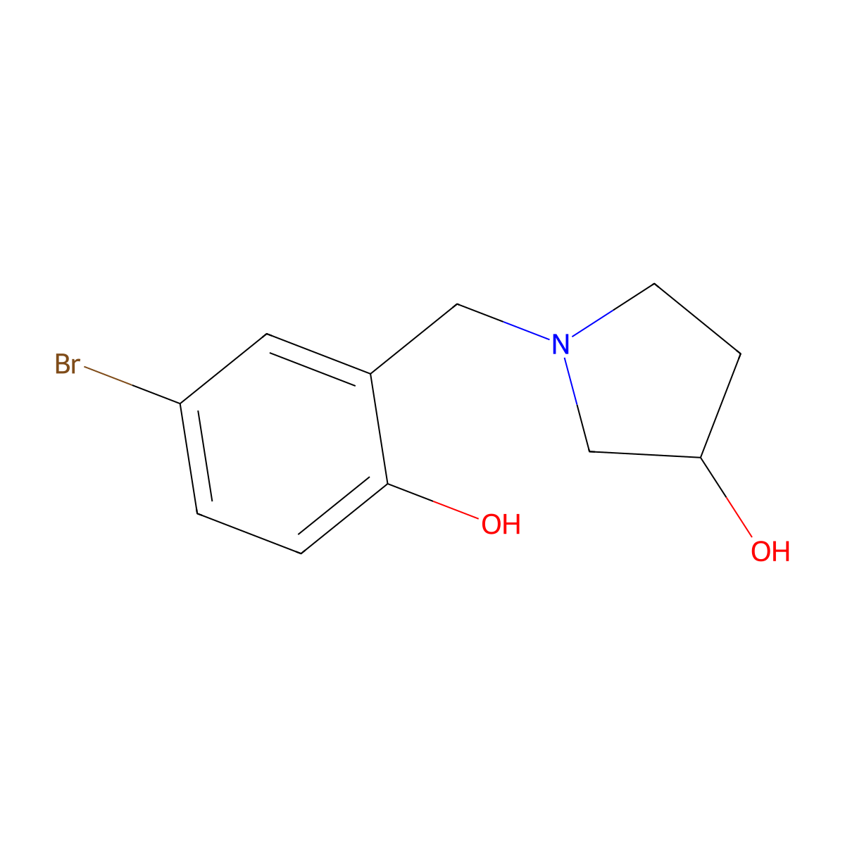 1-(5-Bromo-2-hydroxybenzyl)pyrrolidin-3-ol molecular structure, CAS 2092724-70-2