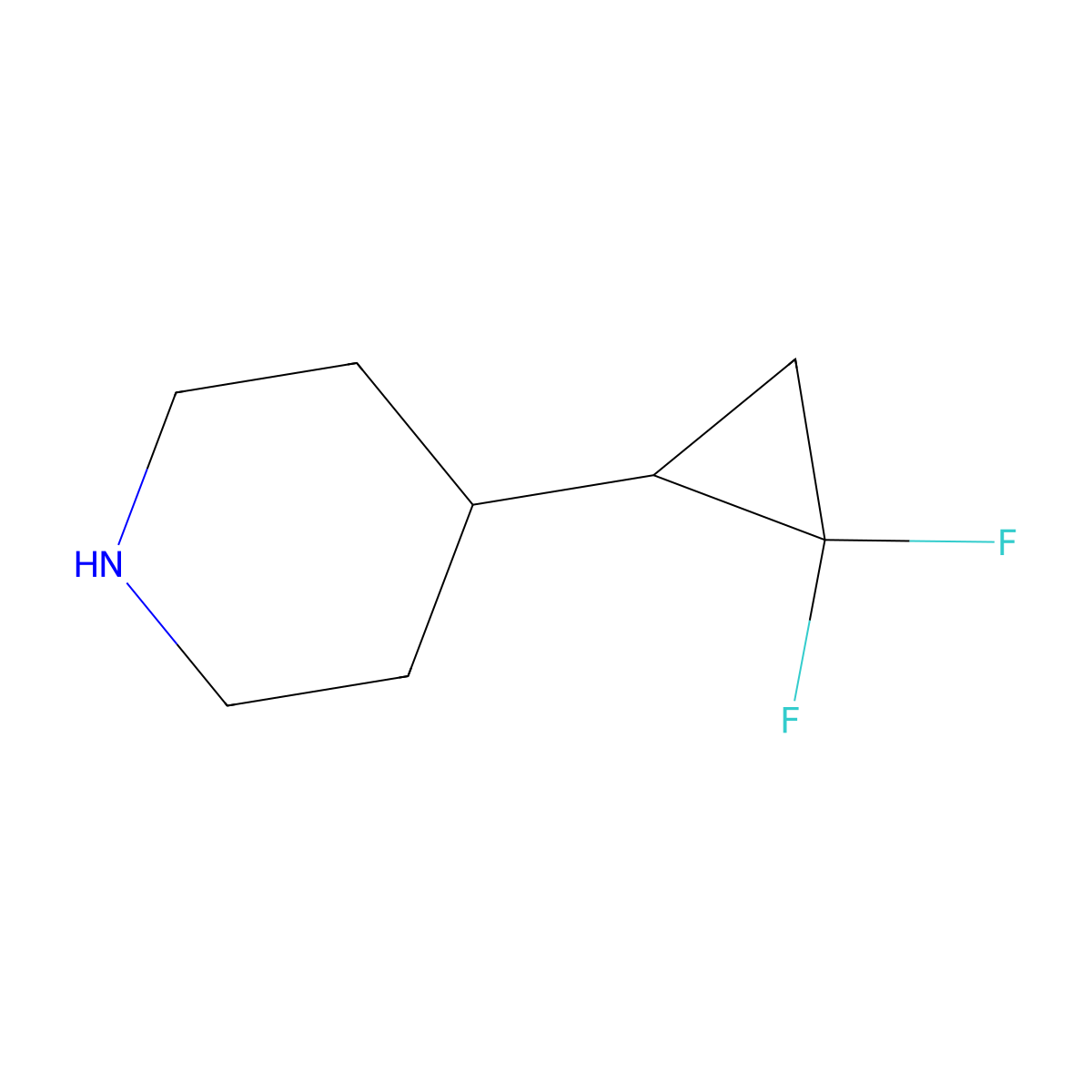 4-(2,2-Difluorocyclopropyl)piperidine molecular structure, CAS 2092725-85-2