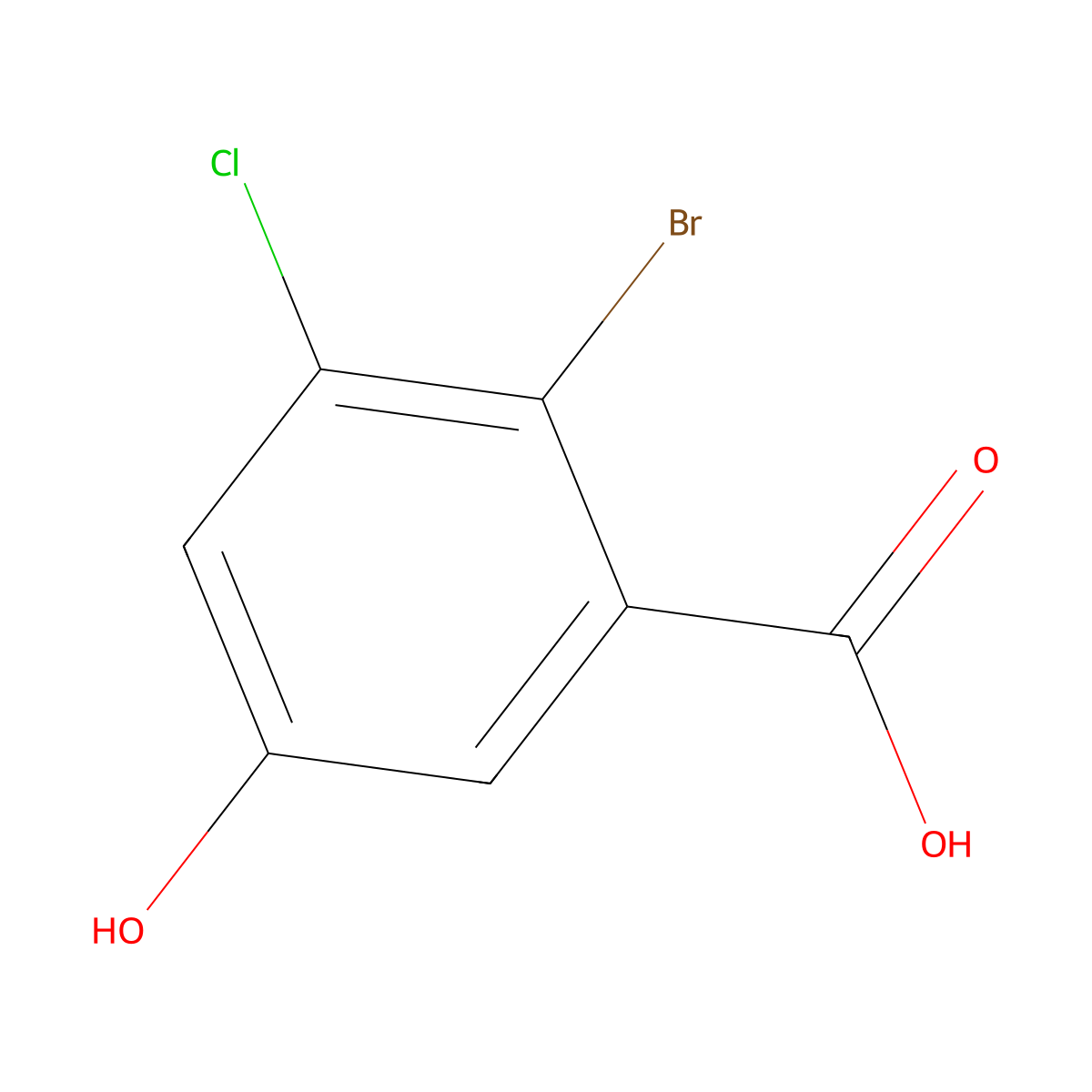2-Bromo-3-chloro-5-hydroxybenzoic acid molecular structure, CAS 2092727-69-8