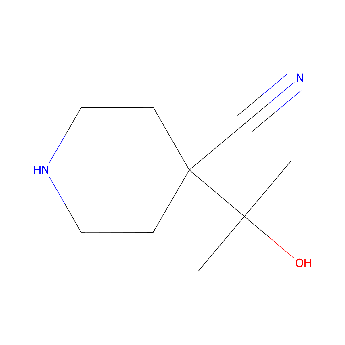 4-(2-Hydroxypropan-2-yl)piperidine-4-carbonitrile molecular structure, CAS 2092729-32-1