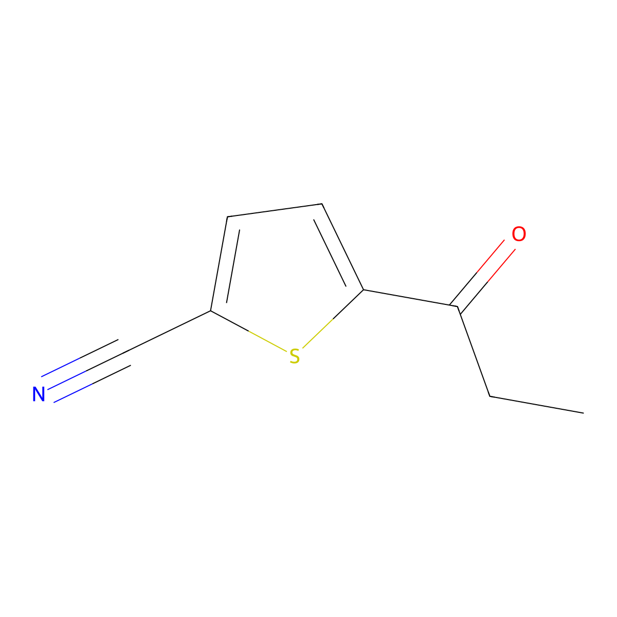 5-(1-Oxopropyl)-2-thiophenecarbonitrile molecular structure, CAS 2092735-81-2