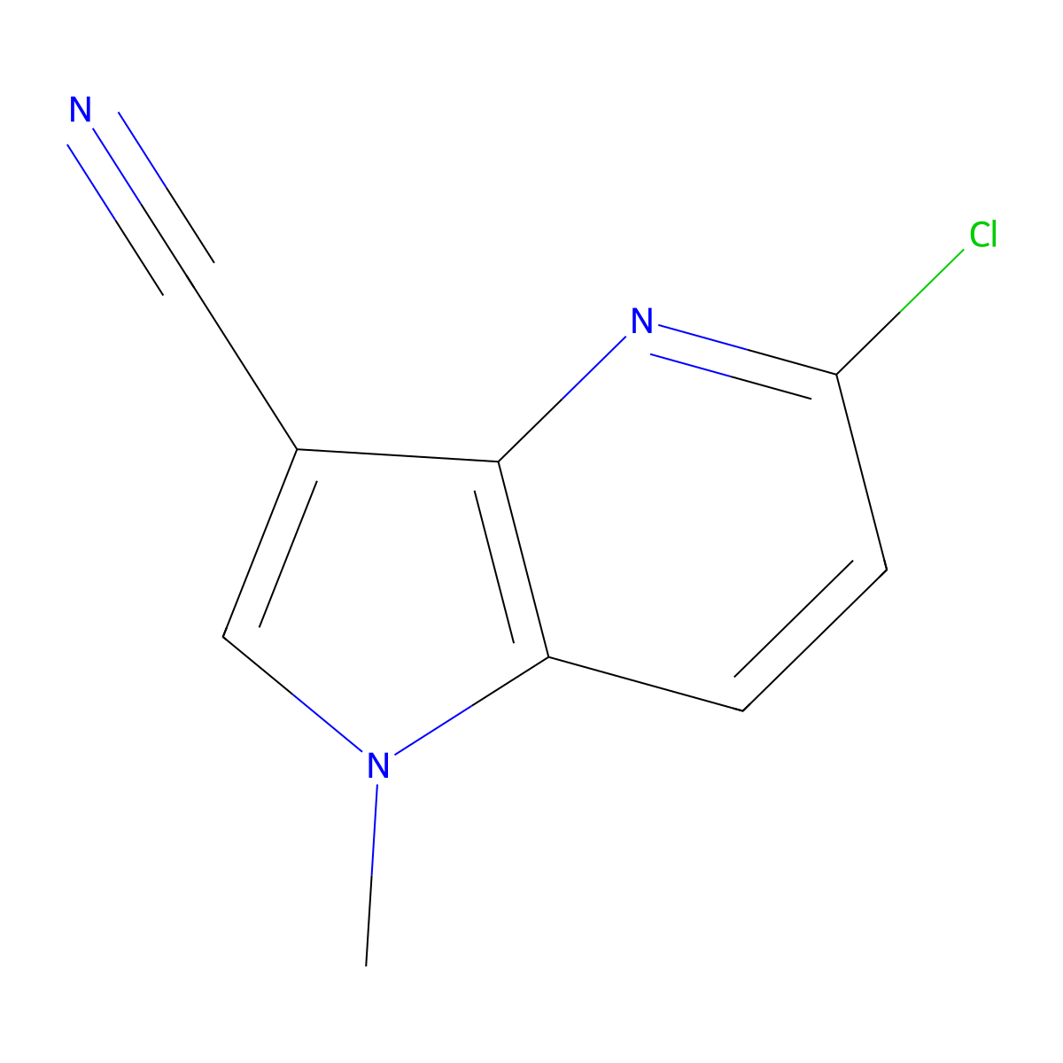 5-chloro-1-methyl-1H-pyrrolo[3,2-b]pyridine-3-carbonitrile molecular structure, CAS 2092745-18-9