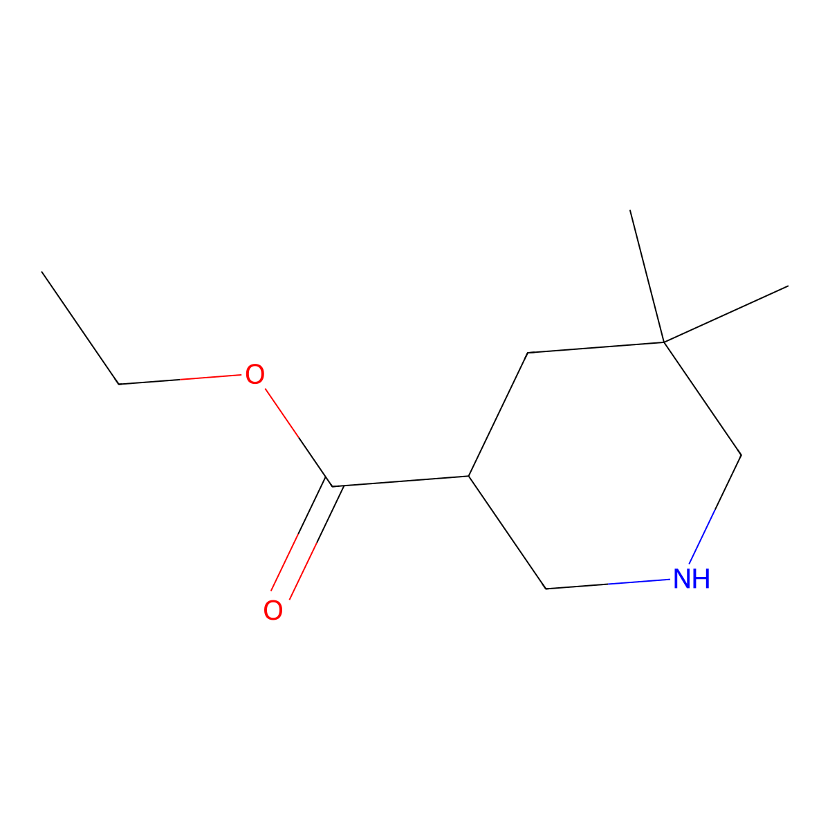 Ethyl 5,5-dimethylpiperidine-3-carboxylate molecular structure, CAS 2092751-83-0