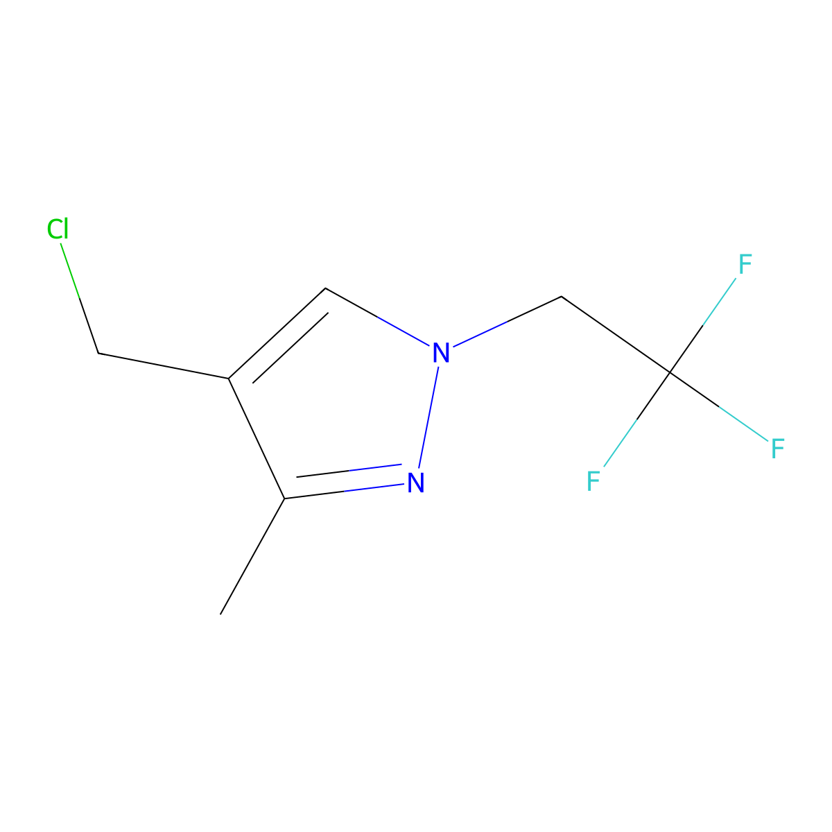 4-(Chloromethyl)-3-methyl-1-(2,2,2-trifluoroethyl)-1H-pyrazole molecular structure, CAS 2092763-64-7