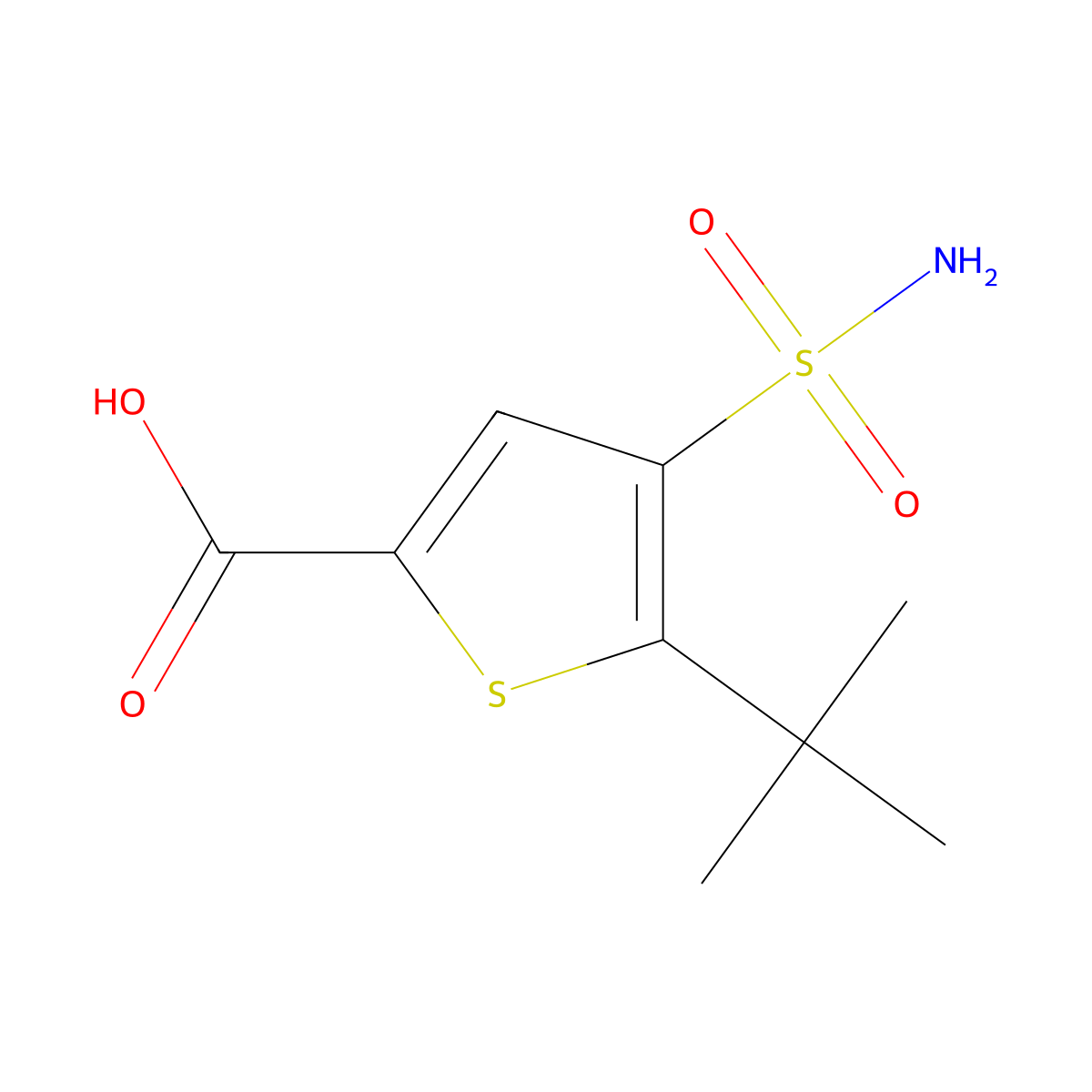 5-tert-Butyl-4-sulfamoylthiophene-2-carboxylic acid molecular structure, CAS 2092765-24-5
