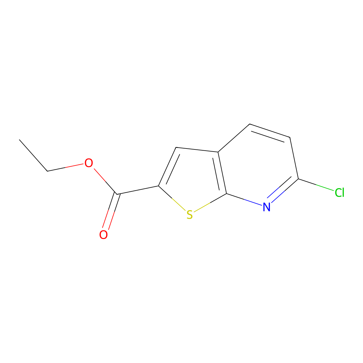 Ethyl 6-chlorothieno[2,3-B]pyridine-2-carboxylate molecular structure, CAS 2092765-41-6