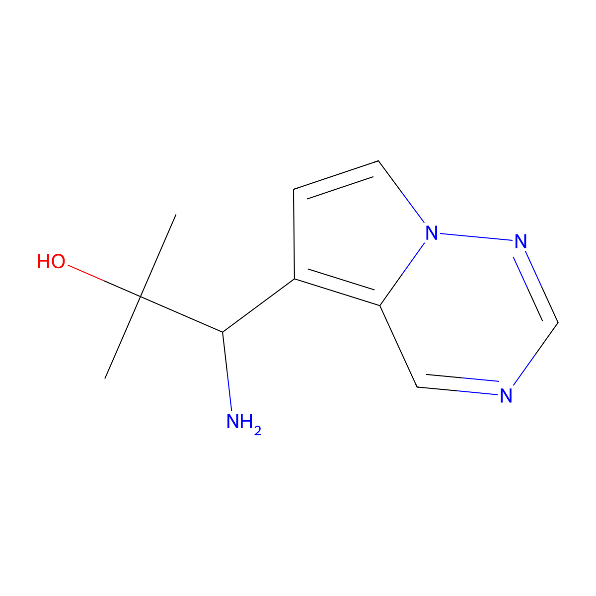 1-Amino-2-methyl-1-(pyrrolo[2,1-f][1,2,4]triazin-5-yl)propan-2-ol molecular structure, CAS 2092766-03-3
