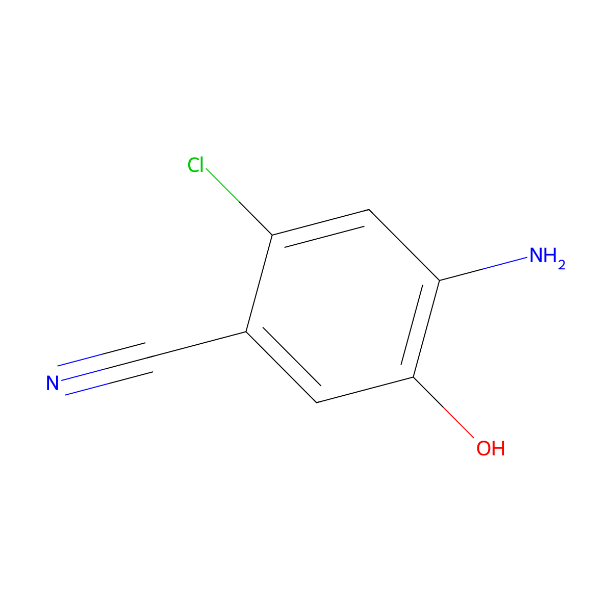 Benzonitrile, 4-amino-2-chloro-5-hydroxy- molecular structure, CAS 2092766-23-7