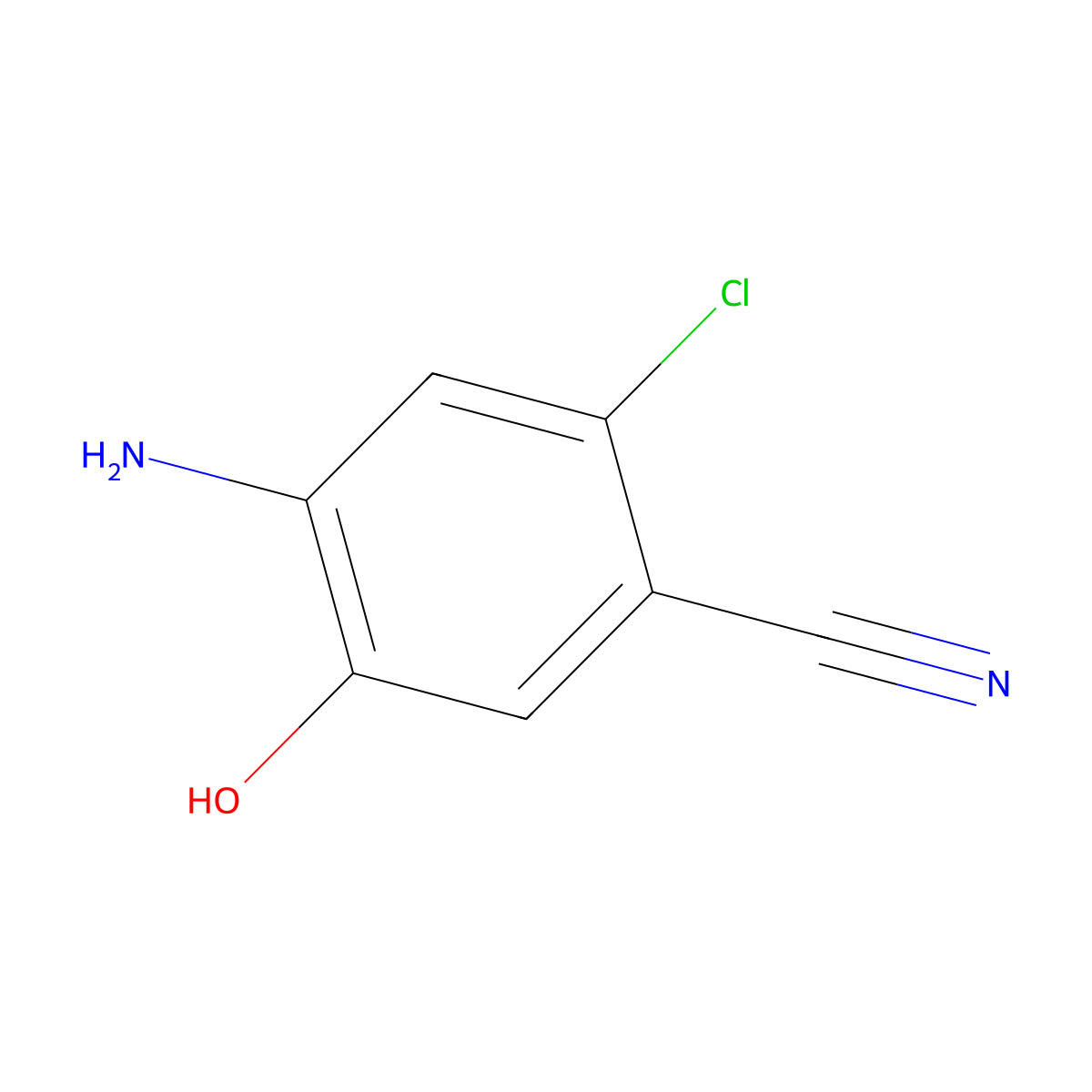 Benzonitrile, 4-amino-2-chloro-5-hydroxy- molecular structure, CAS 2092766-23-7