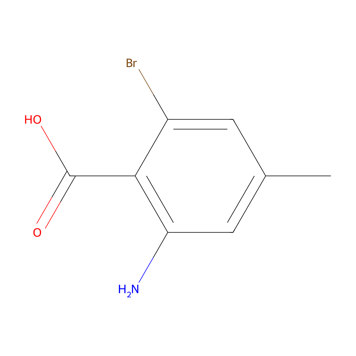 2-Amino-6-bromo-4-methylbenzoic acid molecular structure, CAS 2092767-03-6
