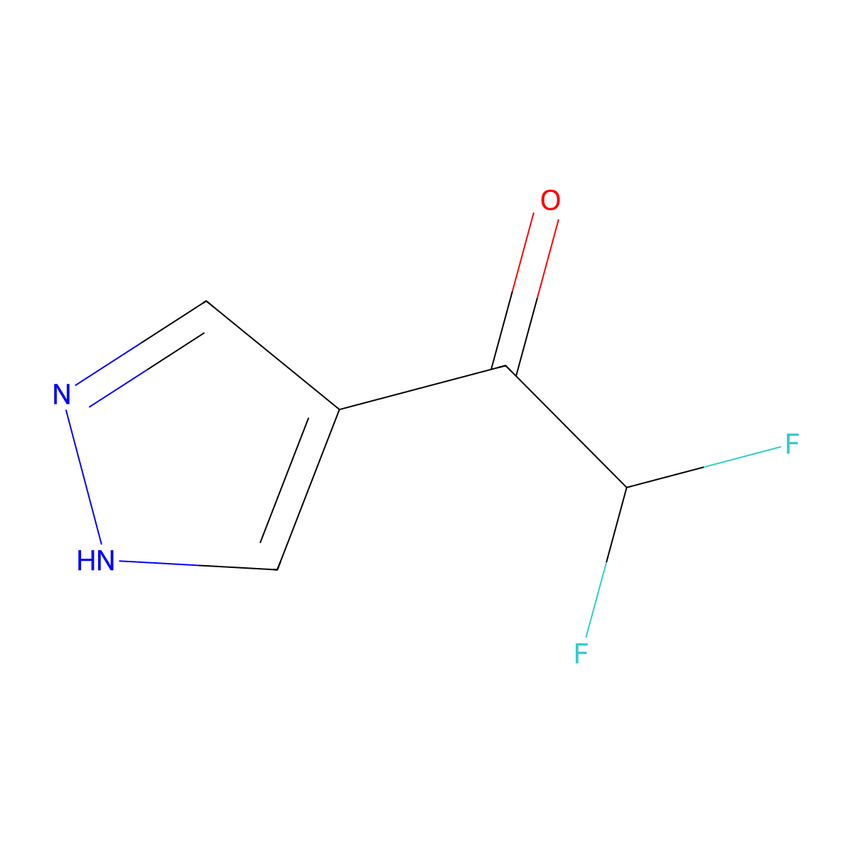 2,2-Difluoro-1-(1H-pyrazol-4-yl)ethan-1-one molecular structure, CAS 2092767-64-9