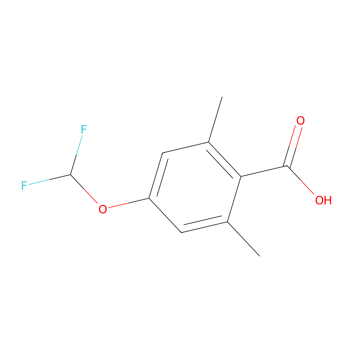 4-(Difluoromethoxy)-2,6-dimethylbenzoic acid molecular structure, CAS 2092769-32-7