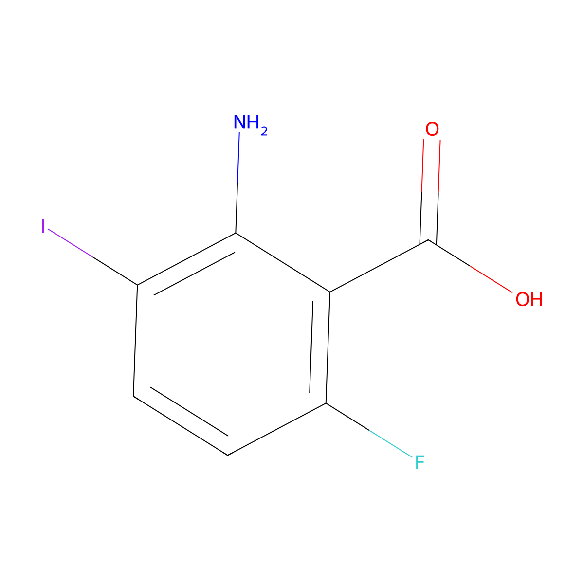2-Amino-6-fluoro-3-iodobenzoic acid molecular structure, CAS 2092769-85-0