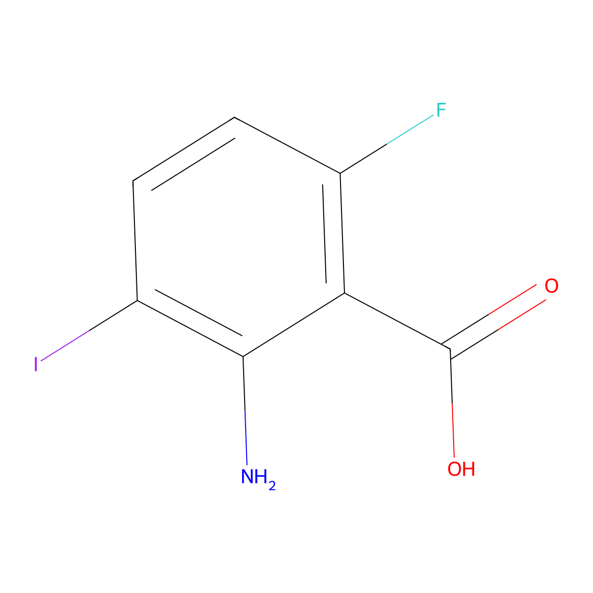 2-Amino-6-fluoro-3-iodobenzoic acid molecular structure, CAS 2092769-85-0