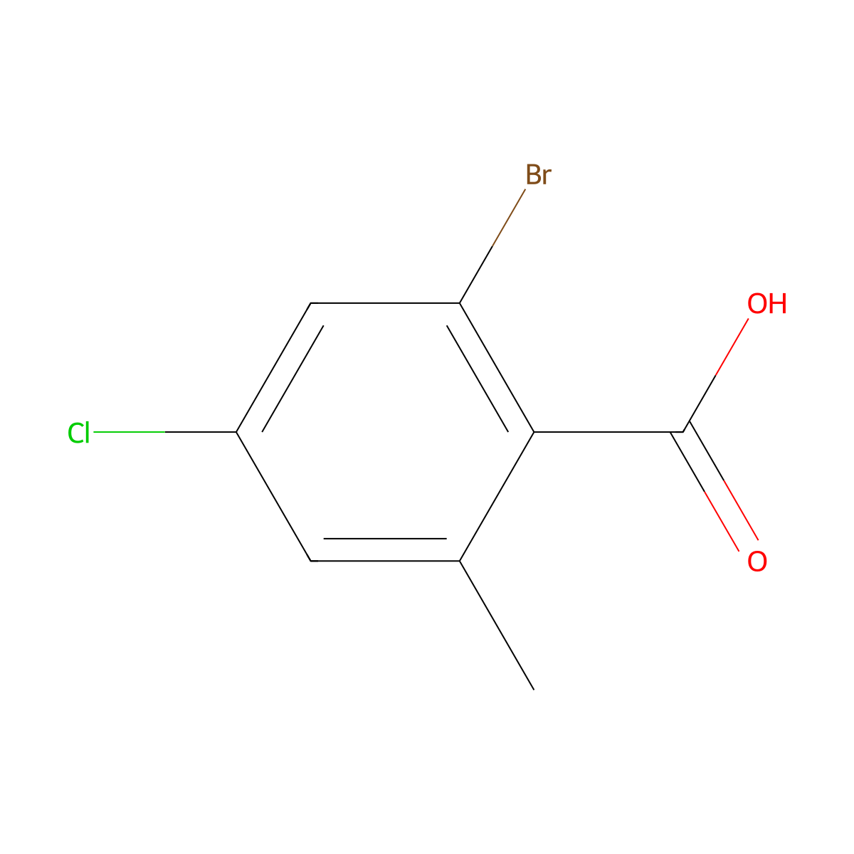 2-Bromo-4-chloro-6-methylbenzoic acid molecular structure, CAS 2092769-93-0